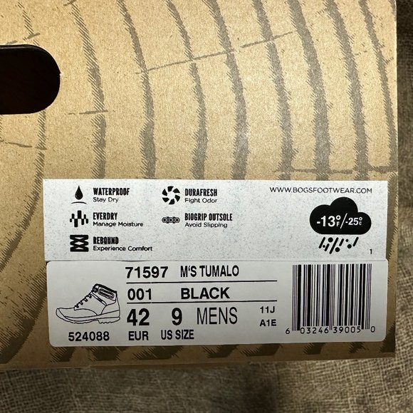 BOGS TUMALO LEATHER WATERPROOF HIKING CASUAL BOOTS 9 NEW main image 4